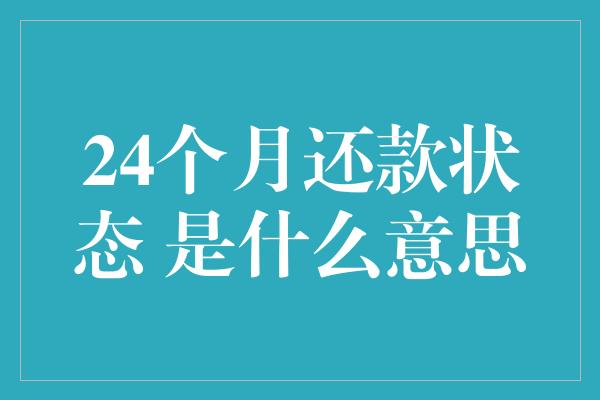 24个月还款状态 是什么意思