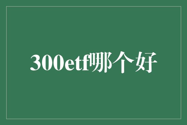 300etf哪个好