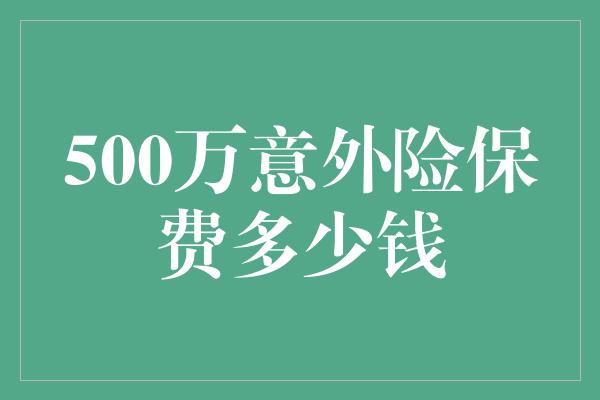 500万意外险保费多少钱