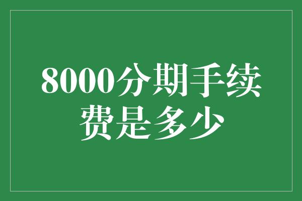 8000分期手续费是多少