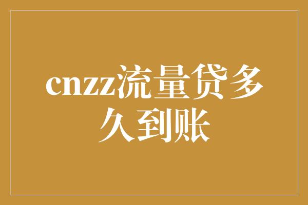 cnzz流量贷多久到账