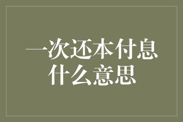 一次还本付息什么意思