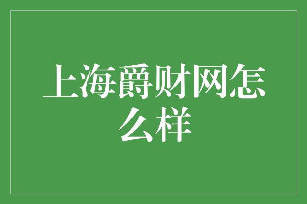 上海爵财网怎么样