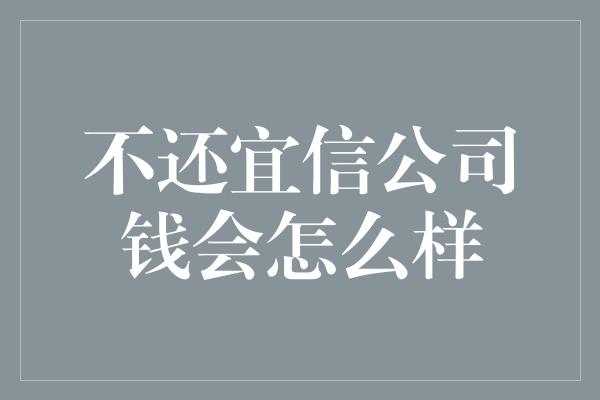 不还宜信公司钱会怎么样