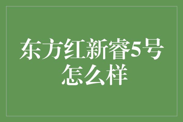 东方红新睿5号 怎么样