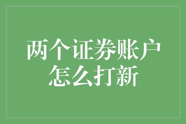 两个证券账户怎么打新