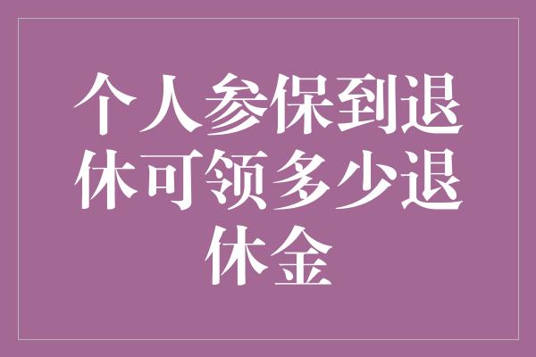 个人参保到退休可领多少退休金