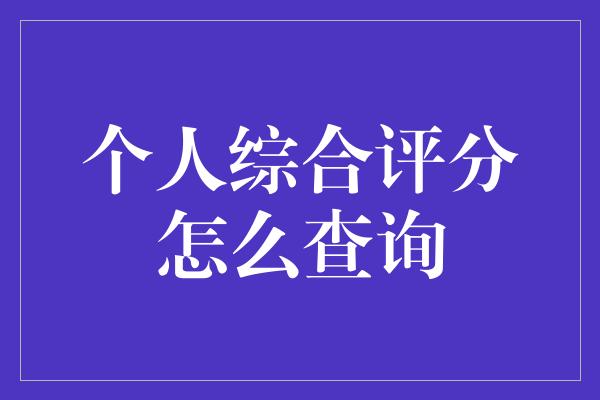 个人综合评分怎么查询