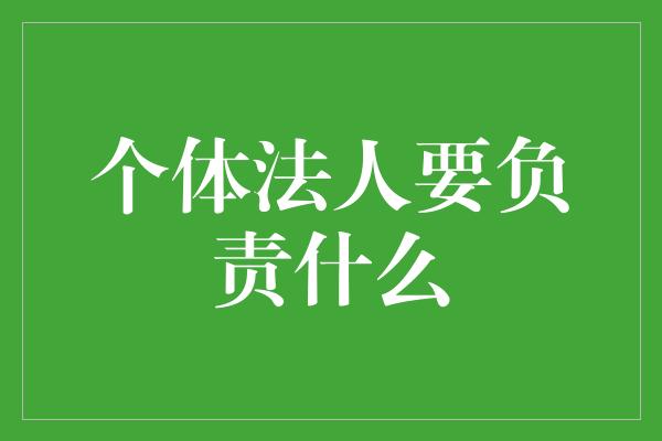 个体法人要负责什么