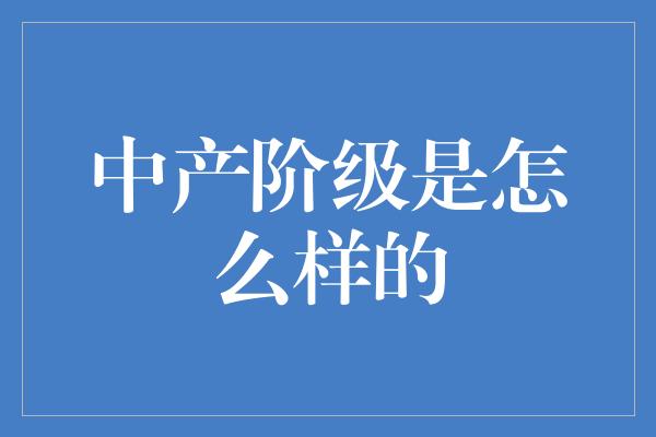 中产阶级是怎么样的