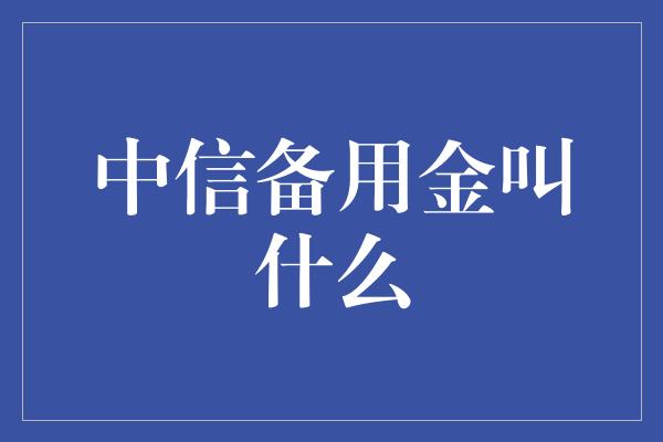 中信备用金叫什么