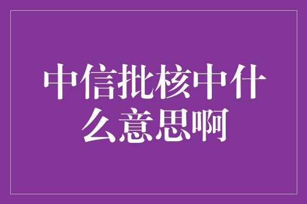 中信批核中什么意思啊