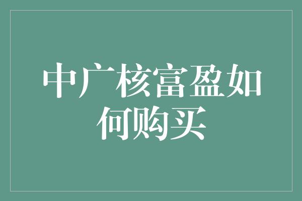 中广核富盈如何购买