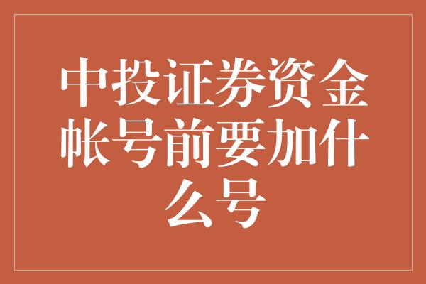 中投证券资金帐号前要加什么号