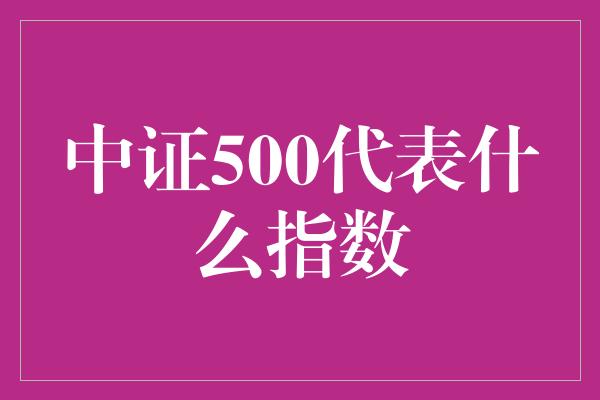 中证500代表什么指数