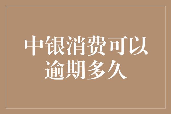 中银消费可以逾期多久