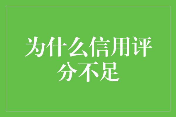 为什么信用评分不足