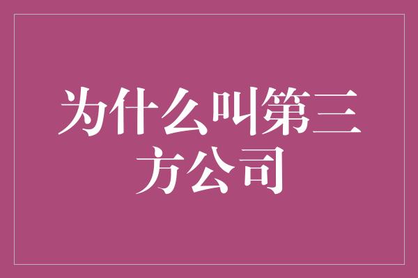 为什么叫第三方公司