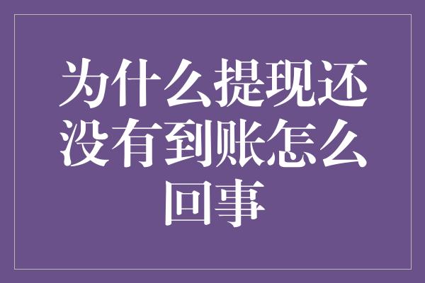 为什么提现还没有到账怎么回事