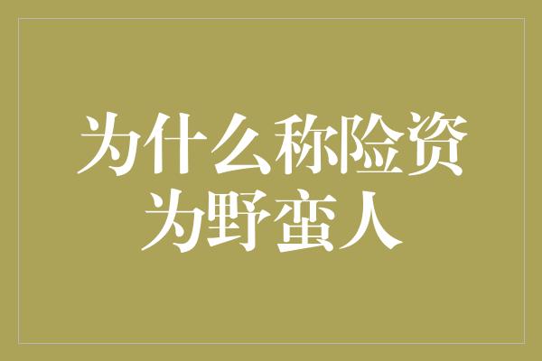 为什么称险资为野蛮人