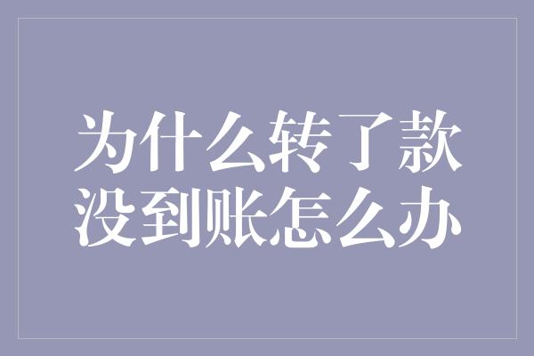 为什么转了款没到账怎么办