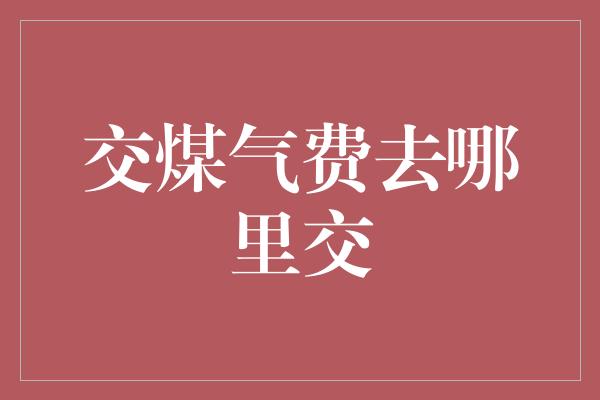 交煤气费去哪里交