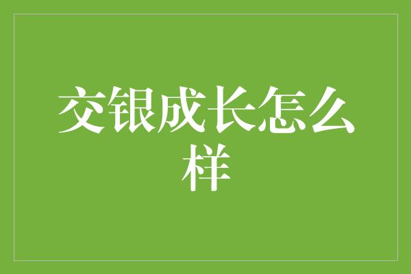 交银成长怎么样