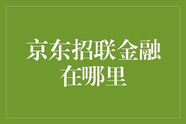 京东招联金融在哪里