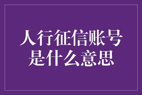 人行征信账号是什么意思