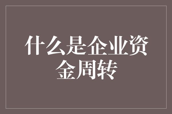 什么是企业资金周转