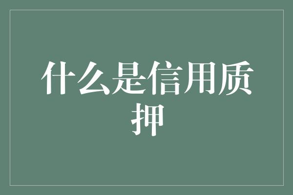 什么是信用质押