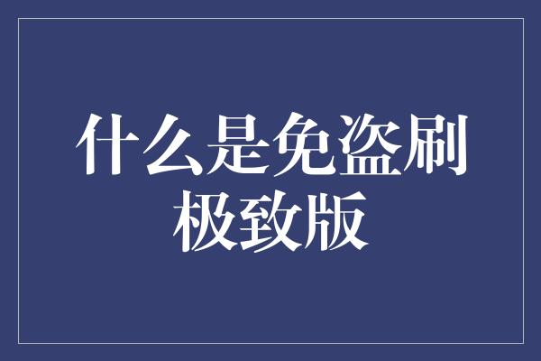 什么是免盗刷极致版