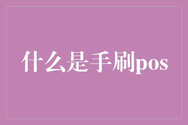 什么是手刷pos