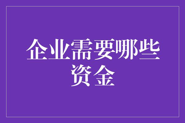 企业需要哪些资金