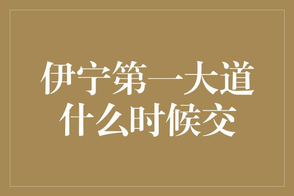 伊宁第一大道什么时候交