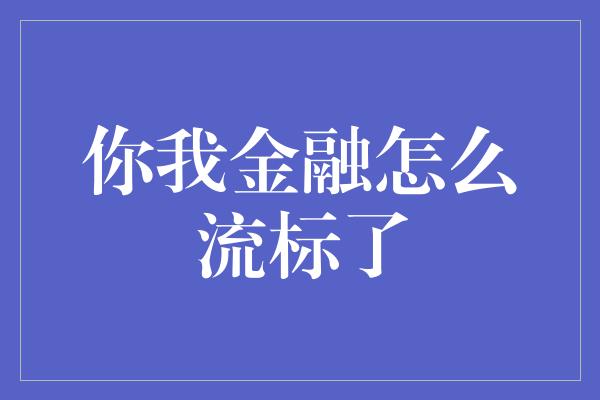 你我金融怎么流标了