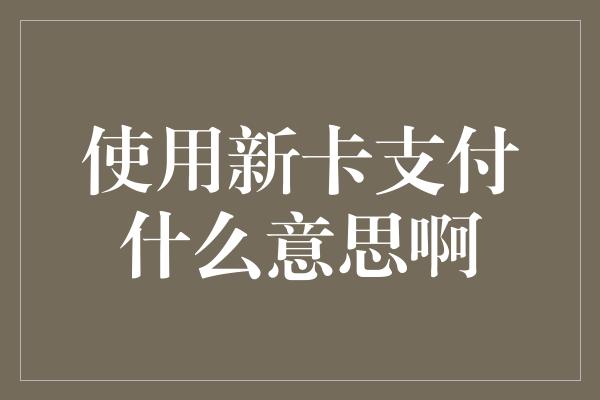 使用新卡支付什么意思啊