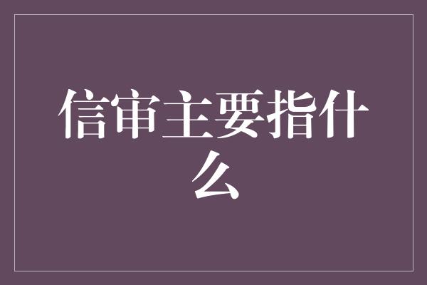 信审主要指什么