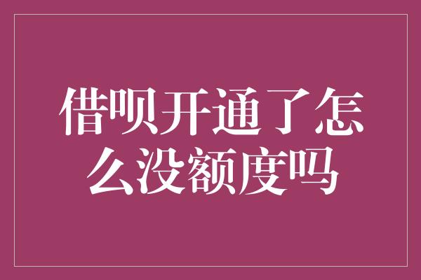 借呗开通了怎么没额度吗