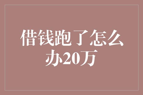 借钱跑了怎么办20万