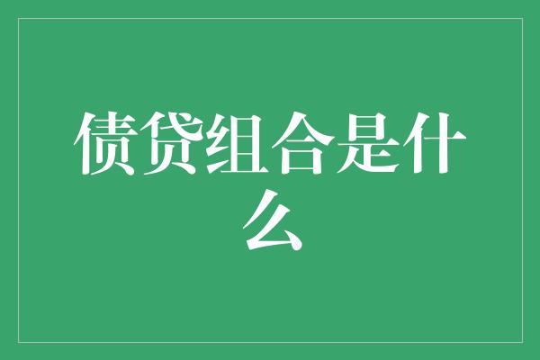 债贷组合是什么