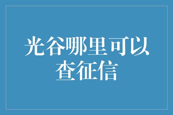 光谷哪里可以查征信