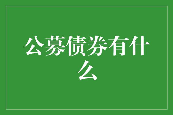 公募债券有什么