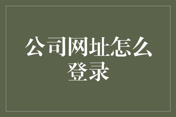 公司网址怎么登录