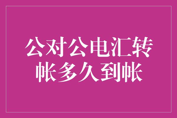 公对公电汇转帐多久到帐