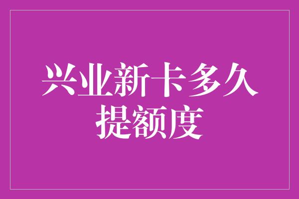 兴业新卡多久提额度