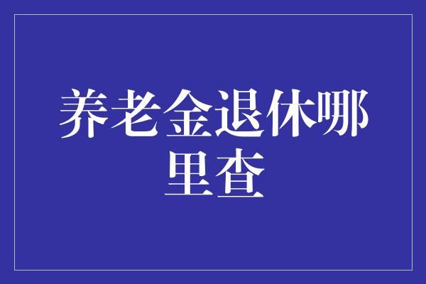 养老金退休哪里查