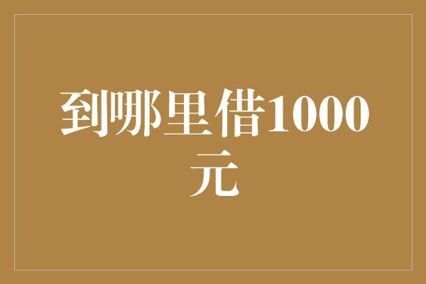 到哪里借1000元