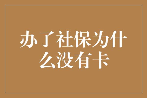 办了社保为什么没有卡