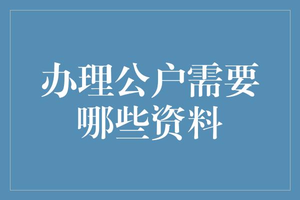 办理公户需要哪些资料